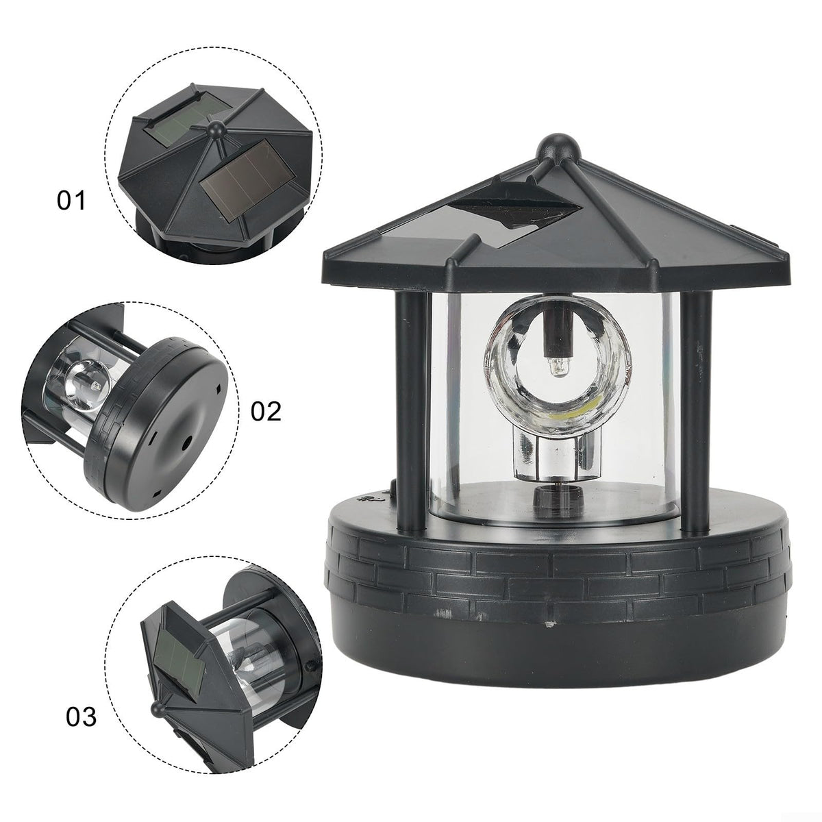 Solar Powered Lighthouse IP65 360 Degree Rotating Lamp C858