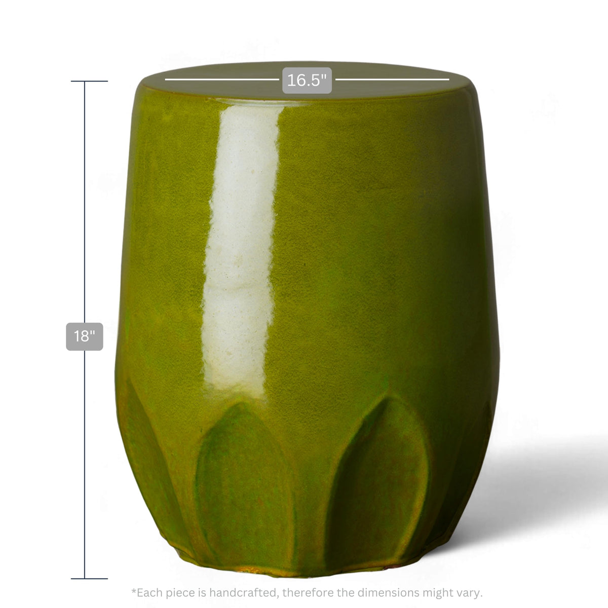 Glossy Glaze Green Round Stoneware Garden Stool A3635