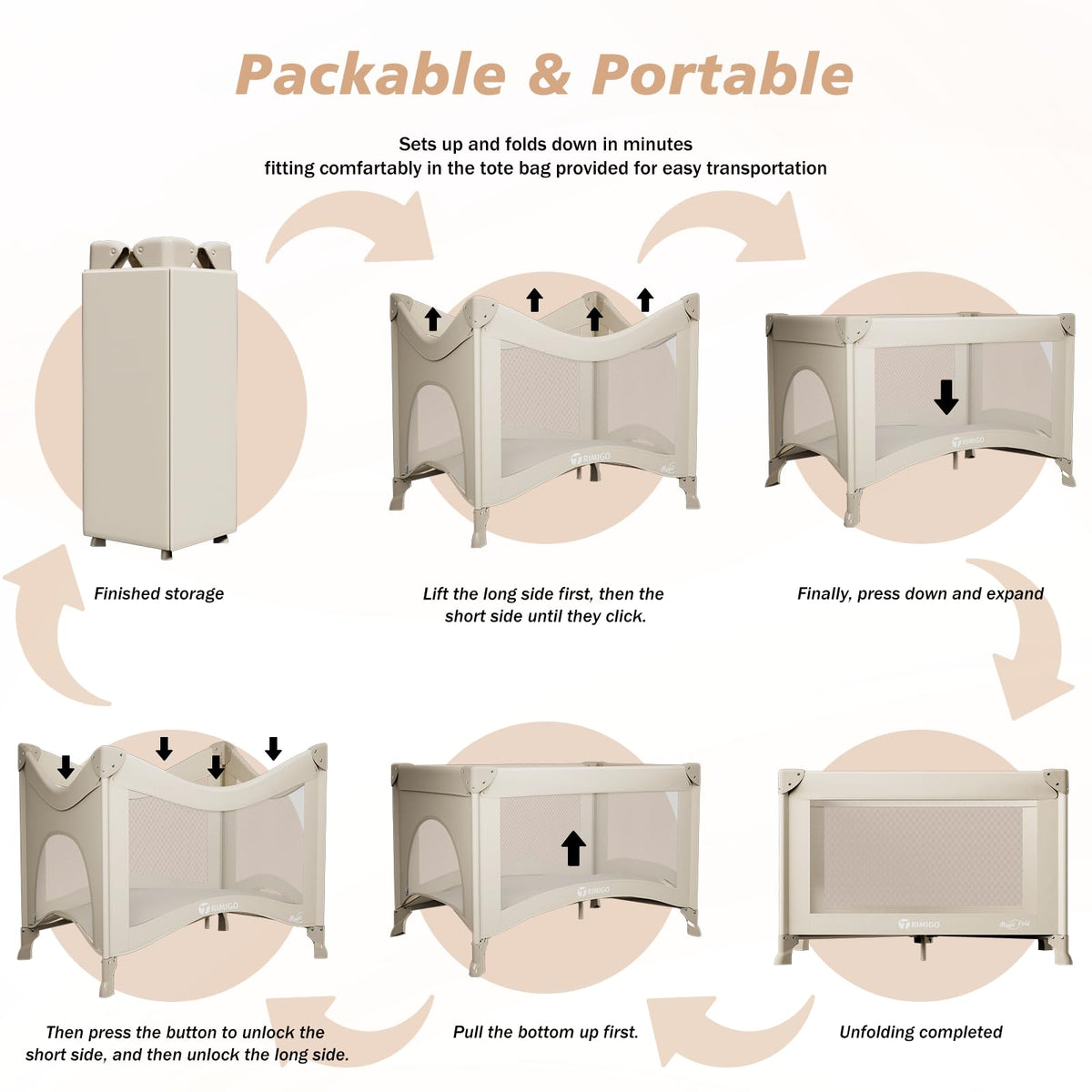 Portable Baby Playard with Mattress, Khaki E210