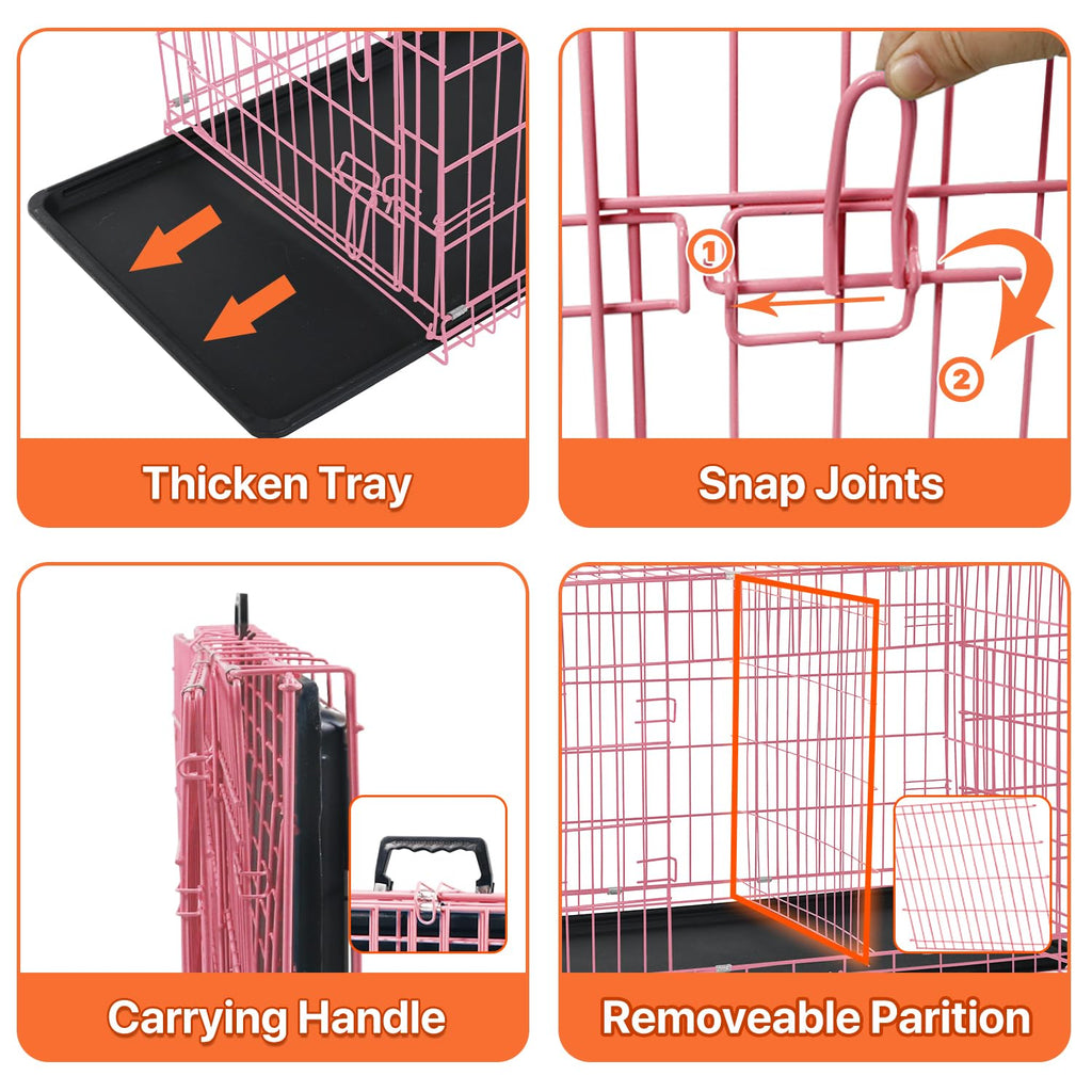 Folding Metal Dog Crate with Tray & Divider W75487
