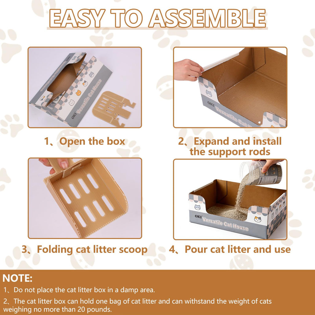 3-Pack Disposable Cat Litter Box with Scoop A8467