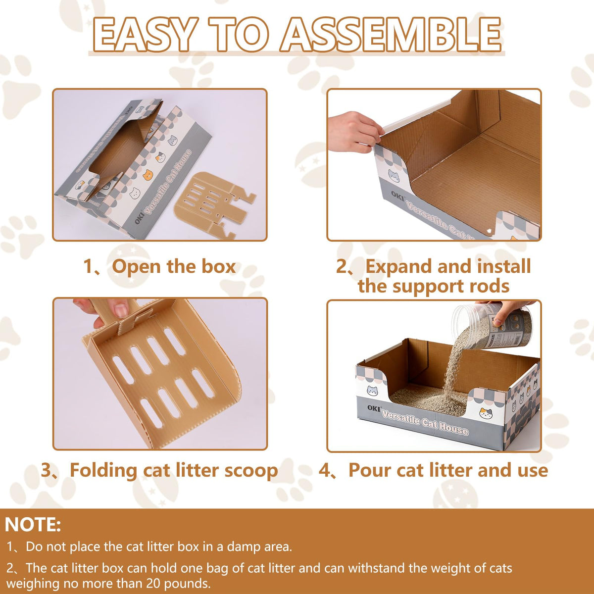 3-Pack Disposable Cat Litter Box with Scoop A8467