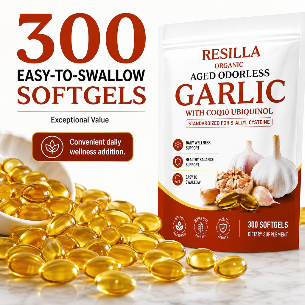 Organic Garlic Extract with CoQ10 Ubiquinol 300 Softgels F5767