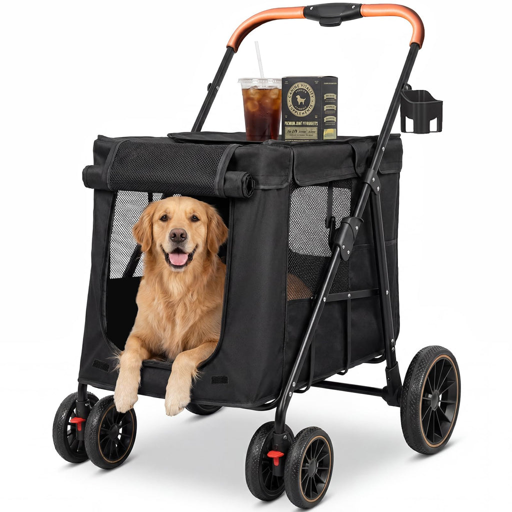 Foldable Pet Stroller up to 80 lbs with All-Terrain Wheels R69201