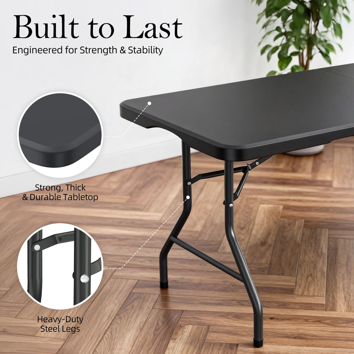 6FT Heavy Duty Foldable Plastic Table I2432