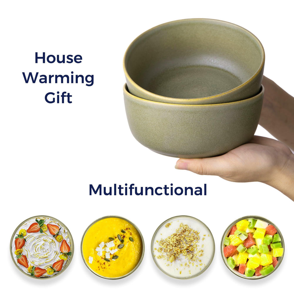 Stoneware Cereal Bowls Set of 4, 26oz Ceramic Bowls E51658