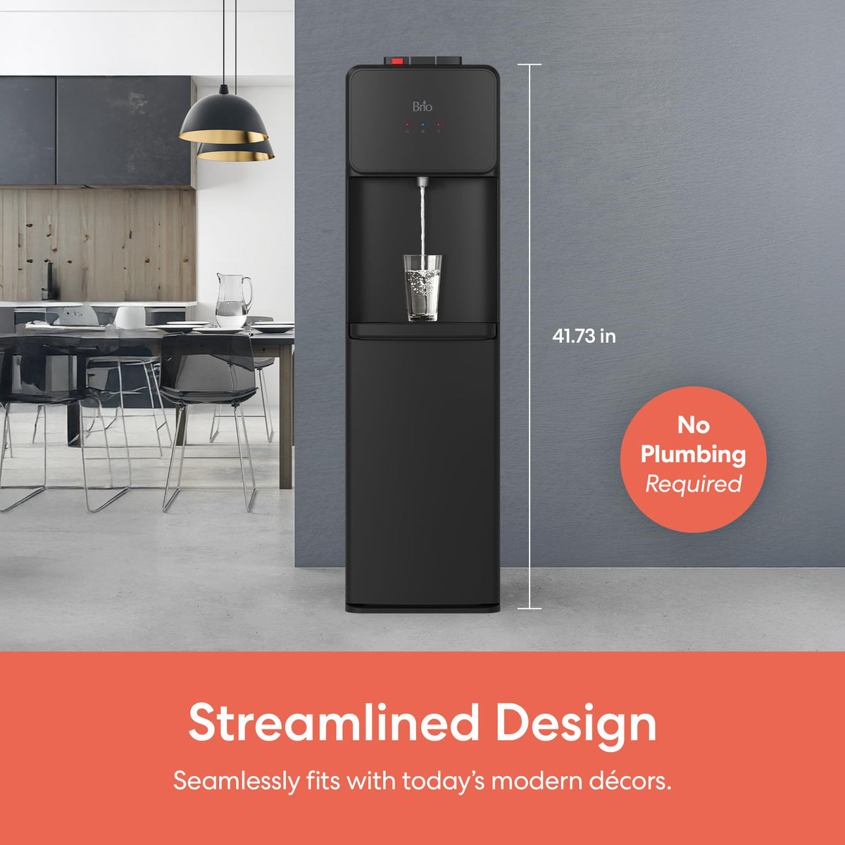 Bottom Load Water Cooler Dispenser, 5 Gallon, Black V478