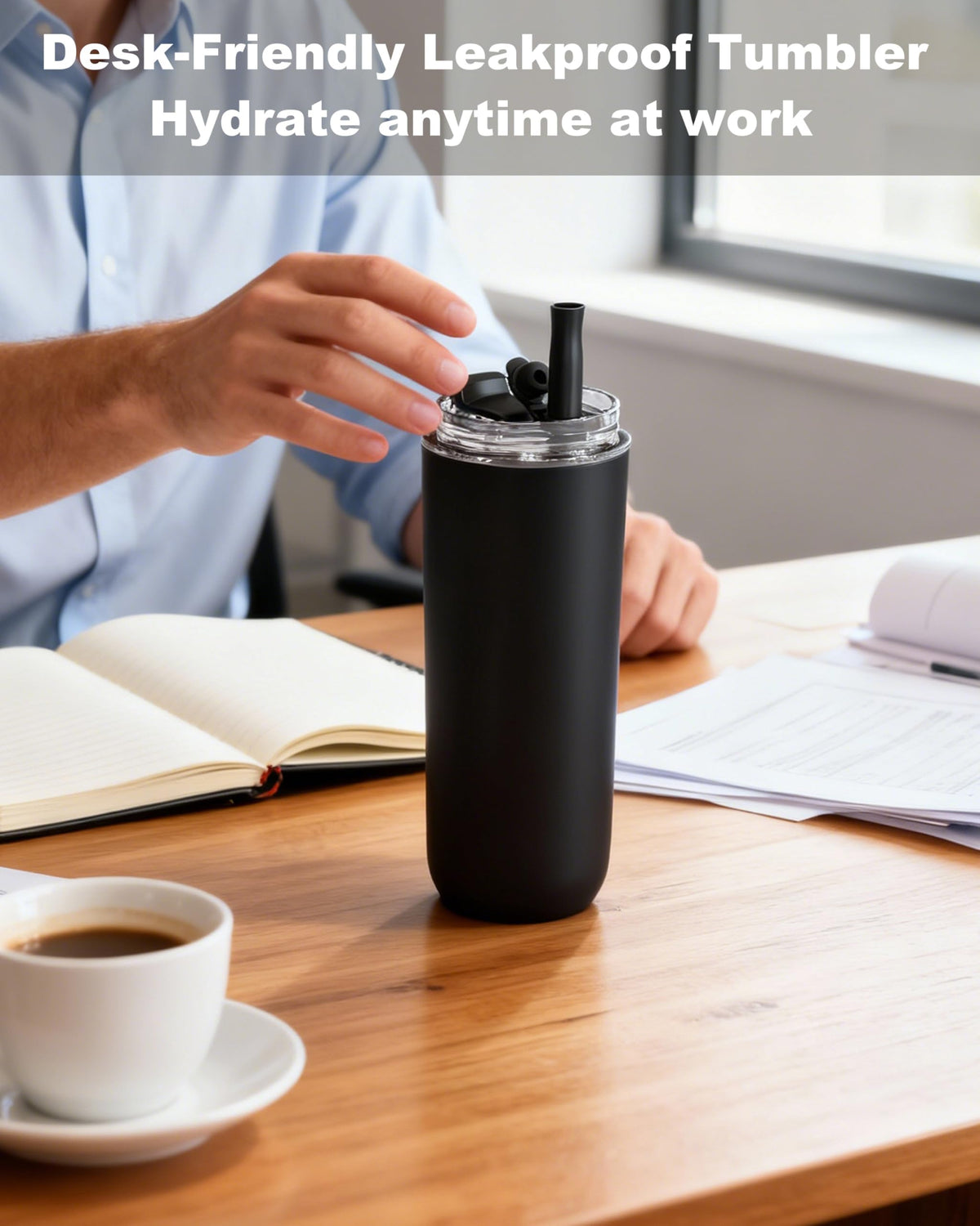16 oz Insulated Stainless Steel Tumbler with Straw and Lid F8309