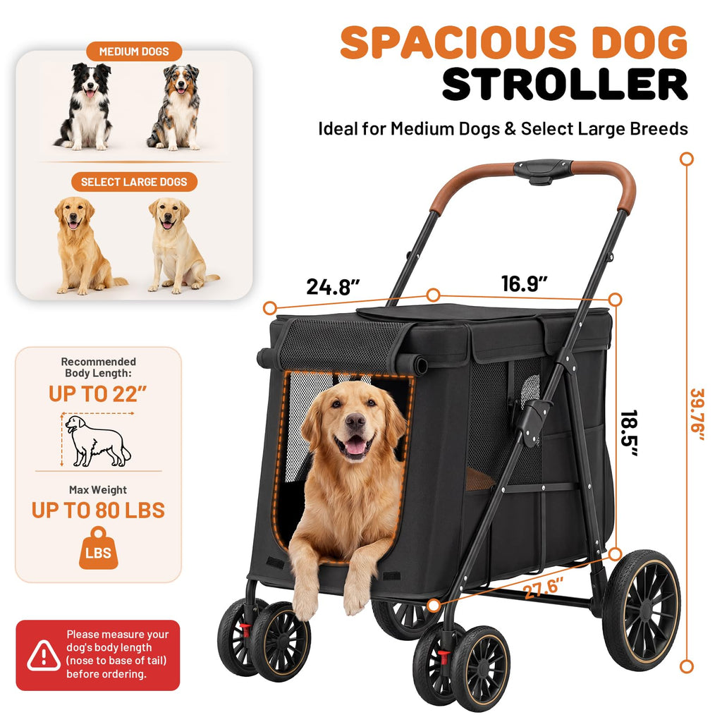 Foldable Pet Stroller up to 80 lbs with All-Terrain Wheels R69201