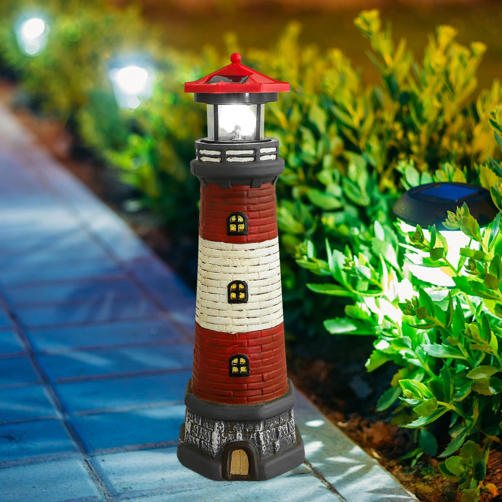 Solar Lighthouse Statue with Solar Light Waterproof Outdoor Decor K6129