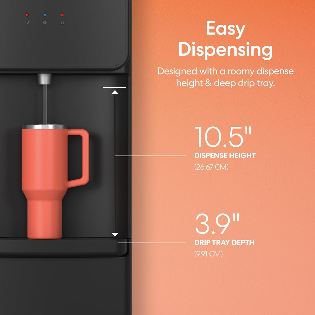 Bottom Load Water Cooler Dispenser, 5 Gallon, Black V478