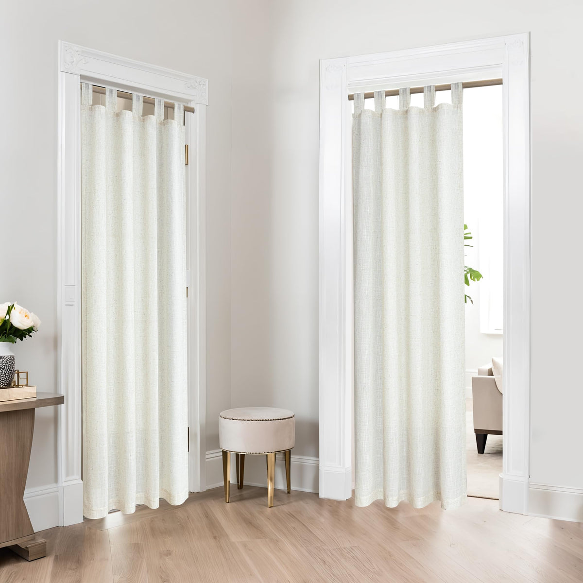 78 Inch Sheer Linen Curtains, 52" W x 78" L 2 Panels Set, Cream J947
