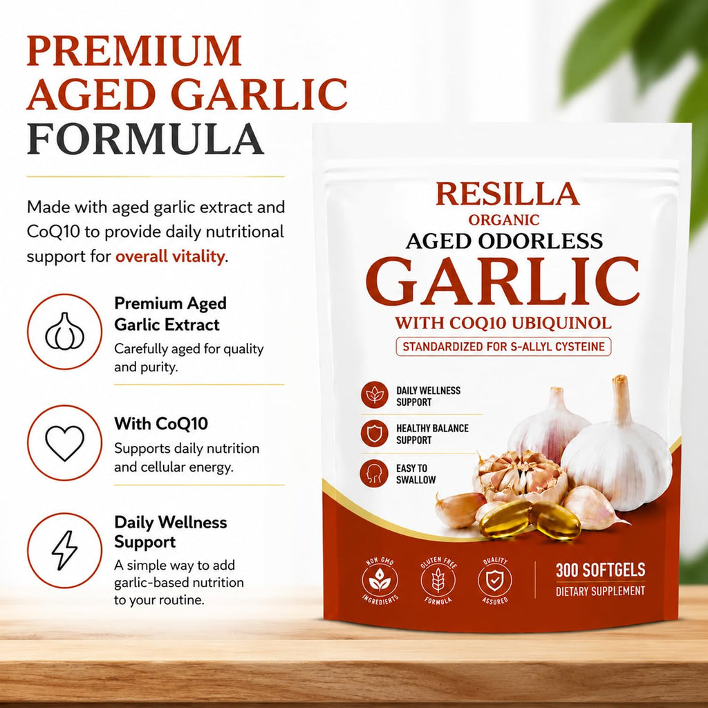 Organic Garlic Extract with CoQ10 Ubiquinol 300 Softgels F5767