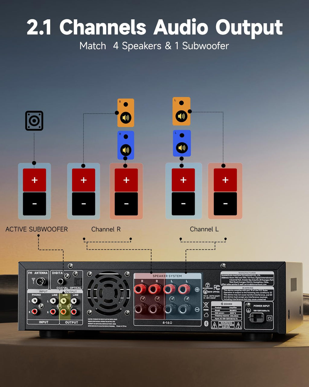 600W 2 Channel Stereo Audio Amplifier with Bluetooth P886977