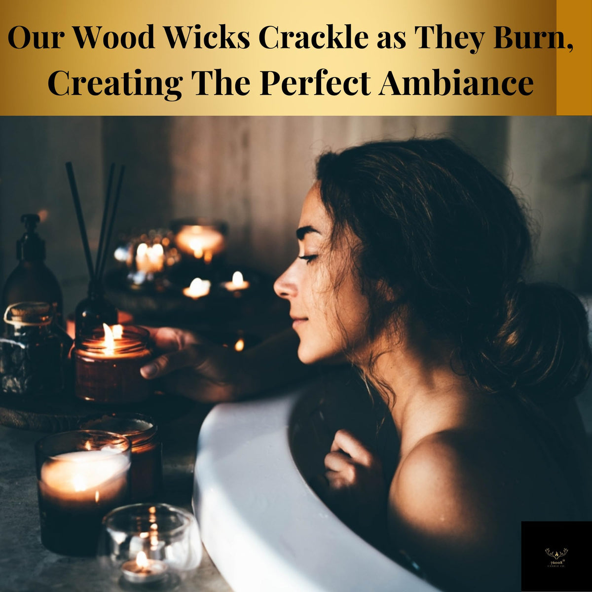 Soy Candle with Wood Wick in Amber Glass Jar O111