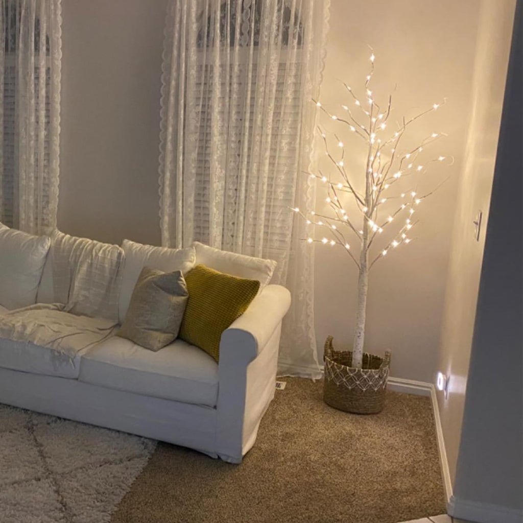 48 LED Lighted Birch Tree 4 Feet S77653