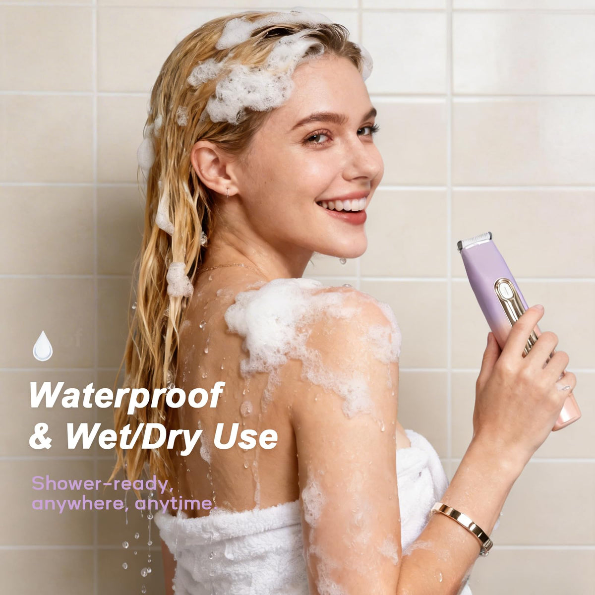Light Purple Waterproof Dual-Head Bikini Trimmer D75806