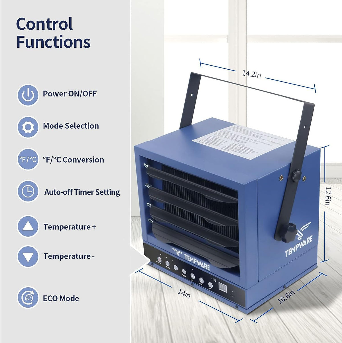 20 Inch High Velocity Floor Fan and 5000W Electric Garage Heater J7463