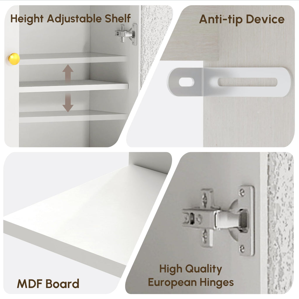 White Over The Toilet Storage Cabinet with Acrylic Doors and Adjustable Shelf K6635