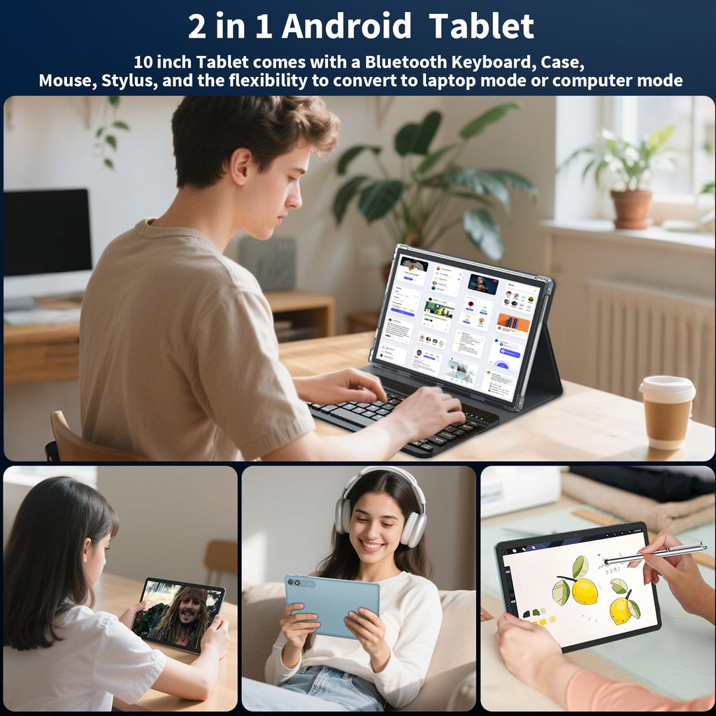 Android 16 Tablet with Keyboard 10 inch Pink T999