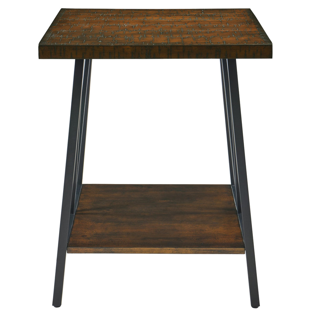 Mid Century Modern End Table with Storage, 2-Tier Open Shelves, Cherry Walnut K5936