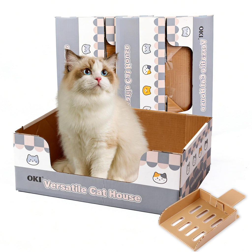 3-Pack Disposable Cat Litter Box with Scoop A8467