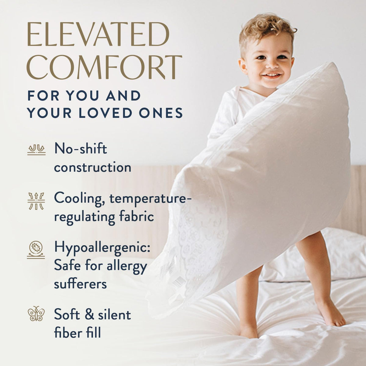 100% Cotton King Size Bed Pillows Set of 2 K334