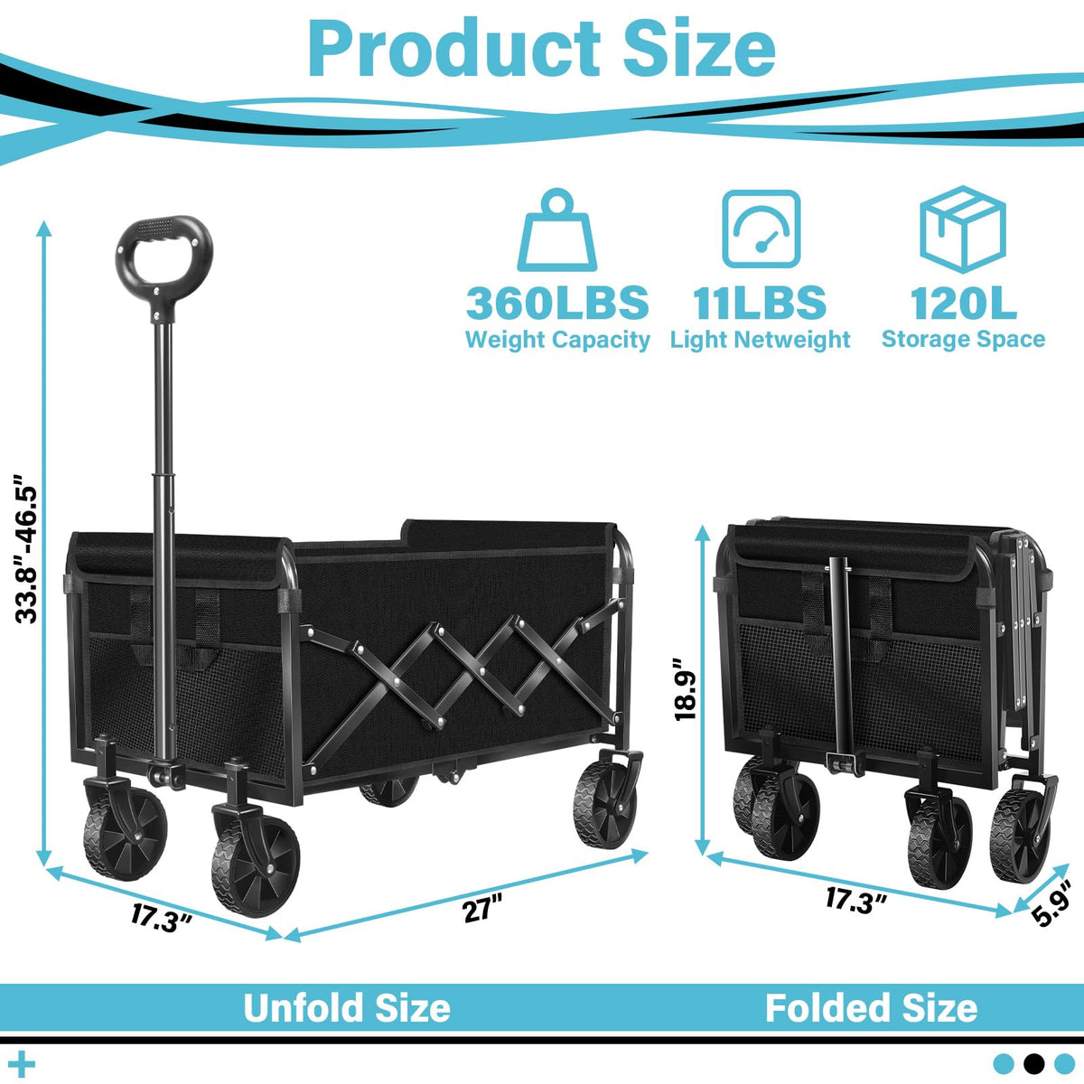 Collapsible Wagon Cart with Swivel Wheels B47568