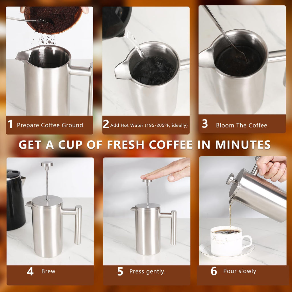 34 OZ Stainless Steel French Press Y1964