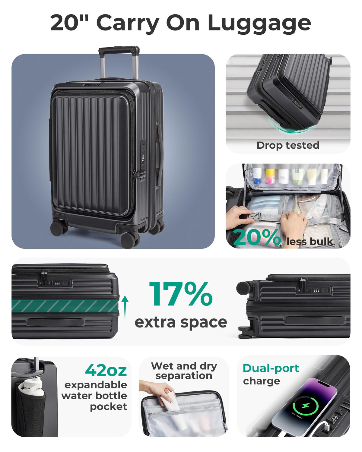 20" Expandable Carry-On Black A7980