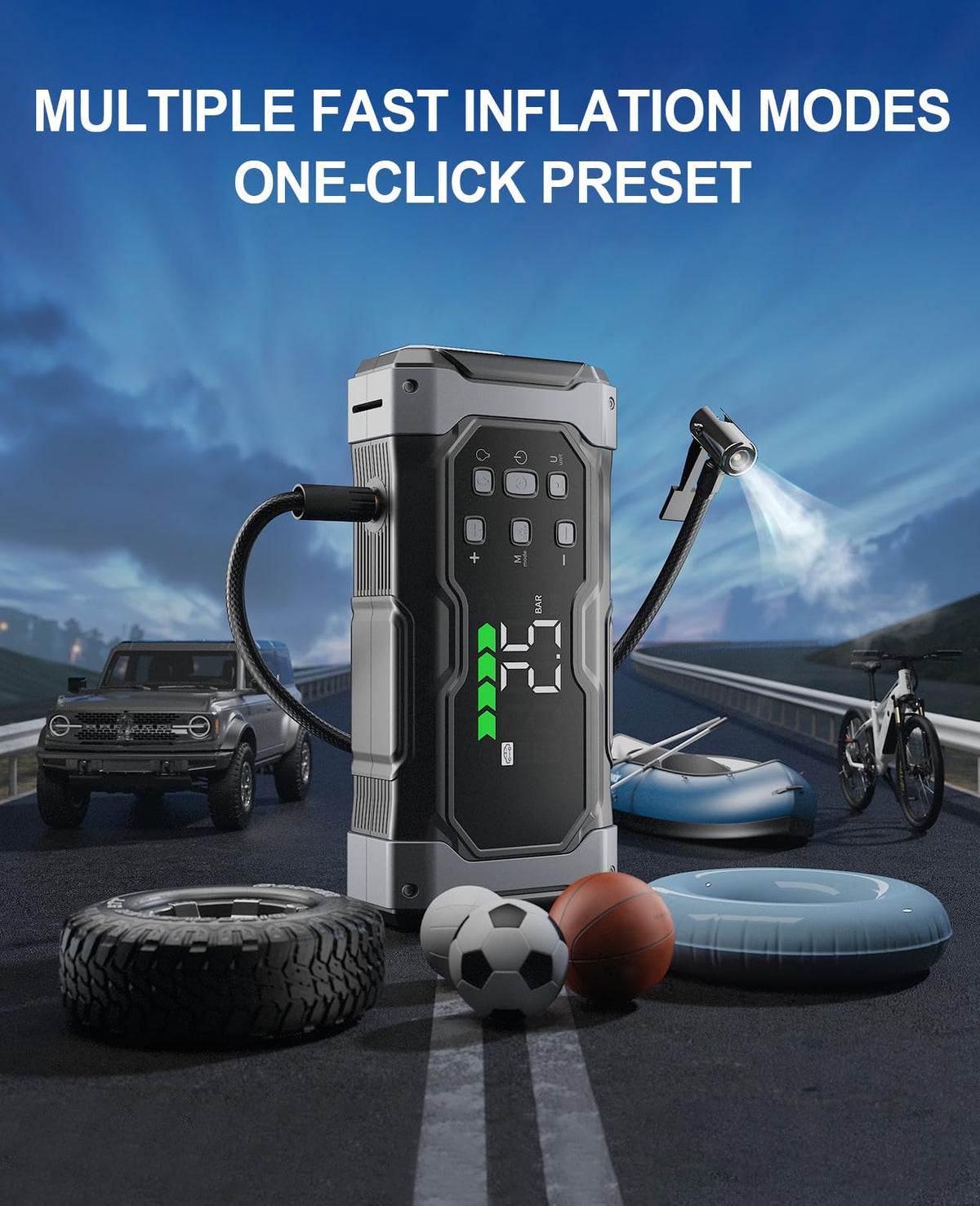12V Portable Car Jump Starter with 150PSI Air Compressor G809