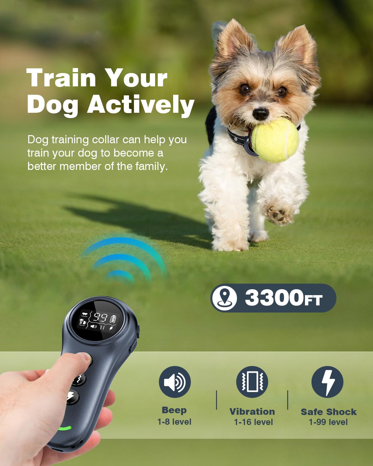 2-in-1 Dog Shock Collar & Dog Bark Collar IP67 Waterproof Y242779