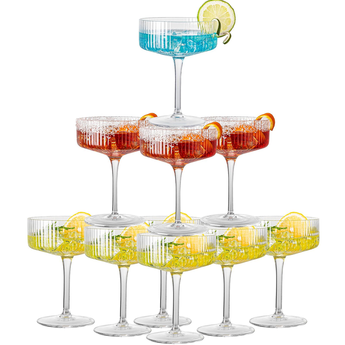 12 Pcs 10oz Acrylic Stem Cocktail Glassware Set C762043