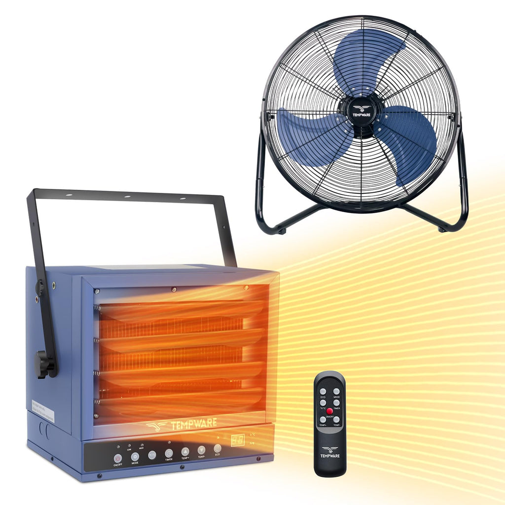 20 Inch High Velocity Floor Fan and 5000W Electric Garage Heater J7463