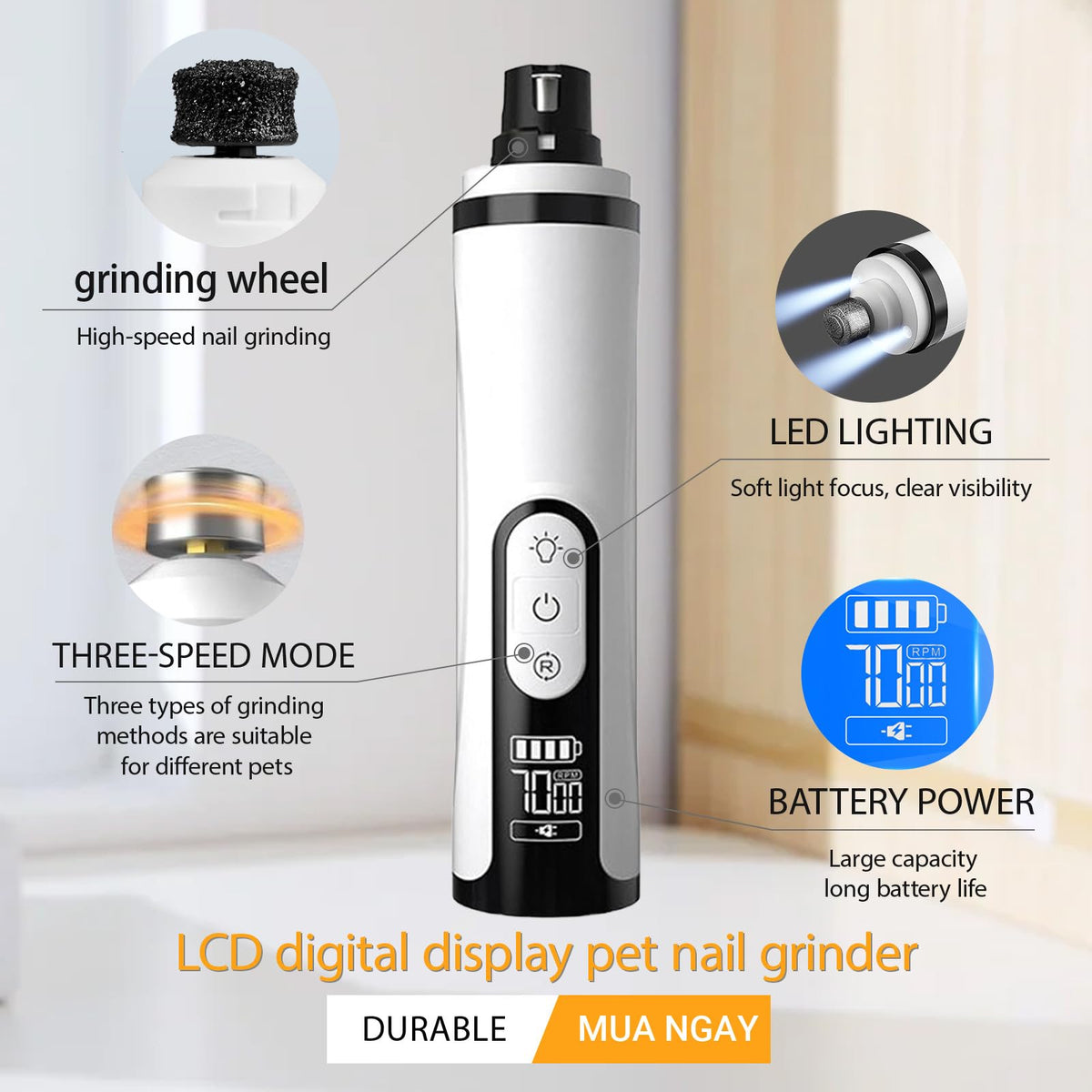 Rechargeable Silent Pet Nail Grinder M32791