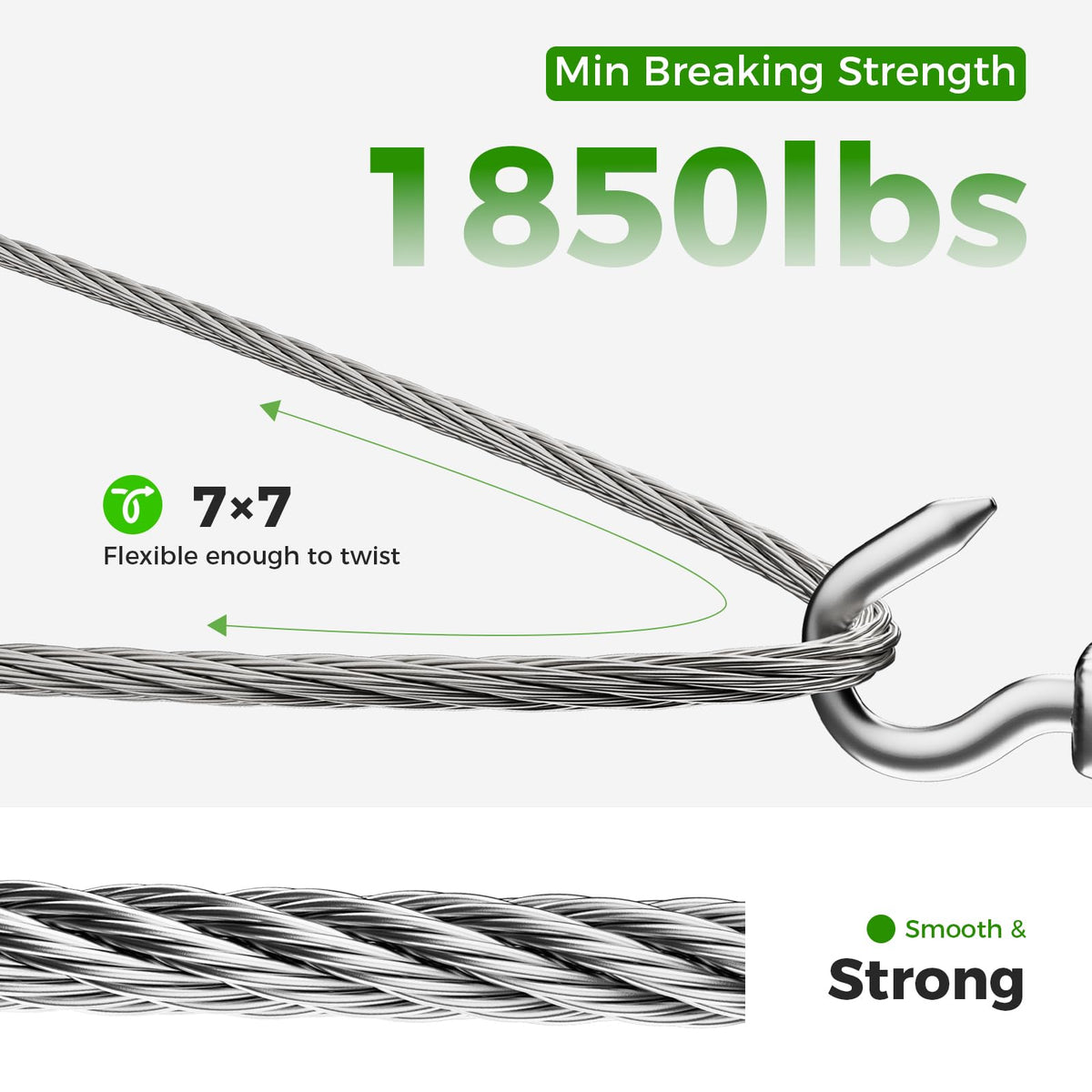1/8” T316 Stainless Steel Cable 7x7 Wire Rope P166