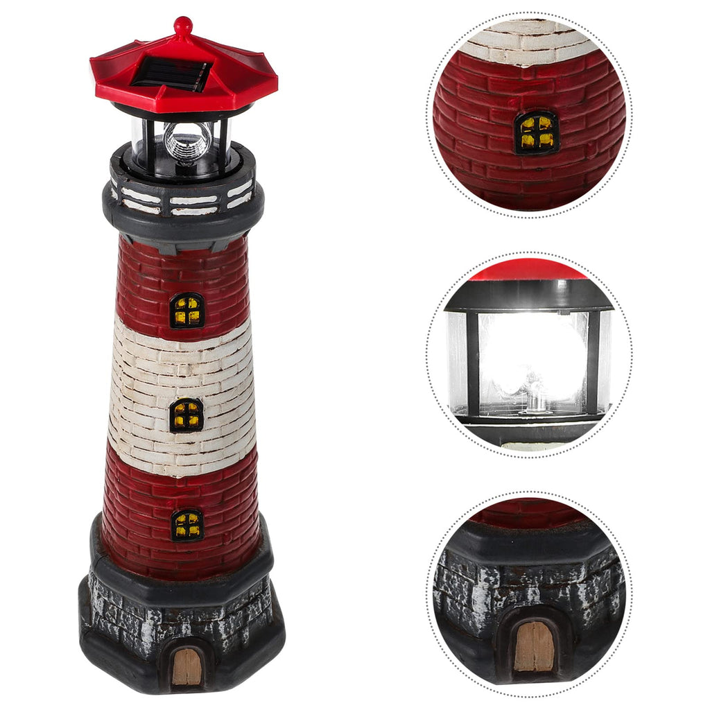 Solar Lighthouse Statue with Solar Light Waterproof Outdoor Decor K6129