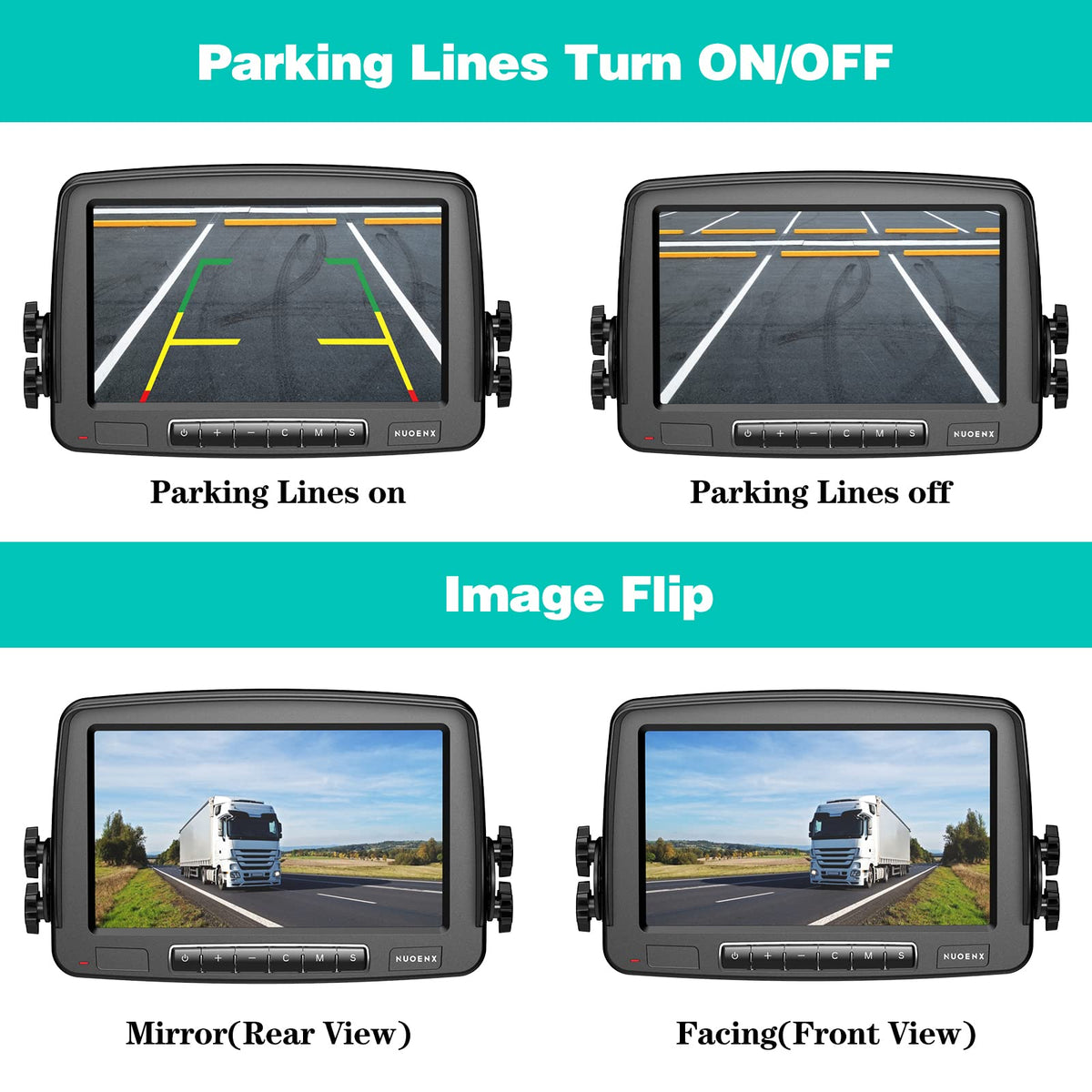 Wireless Backup Camera 7 Inch Monitor Rear View Camera System IP69 Waterproof Night Vision W567