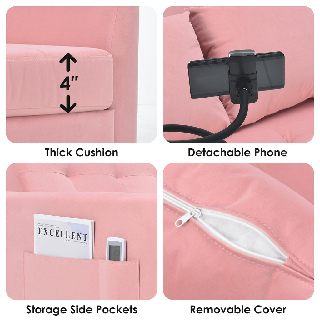 Pink Convertible Sleeper Sofa Bed D694