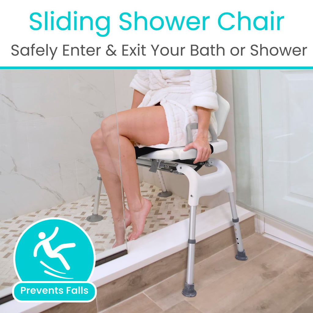 Sliding Shower Chair with Soap Tray and Safety Belt W8459