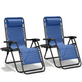 Blue Set of 2 Zero Gravity Lounge Chair with Pillow & Cup Holder A392053