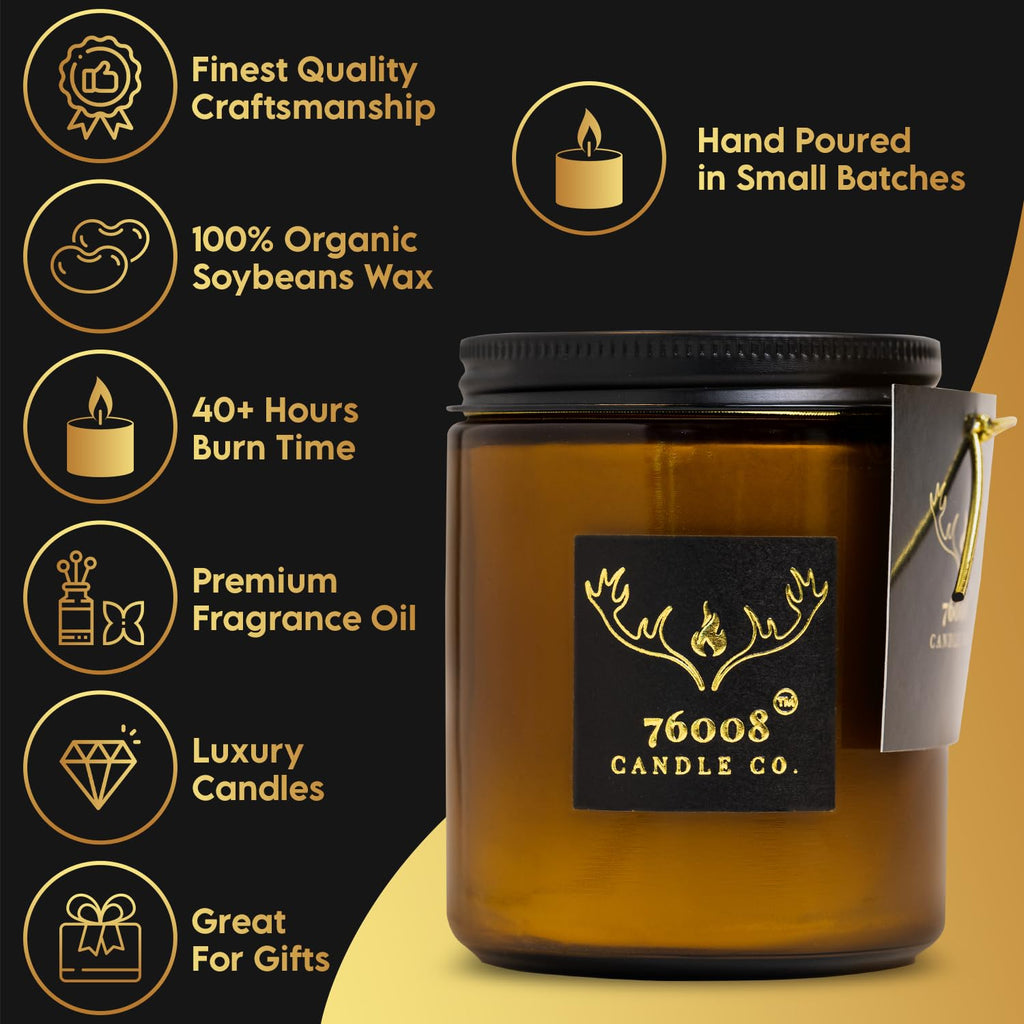 Soy Candle with Wood Wick in Amber Glass Jar O111