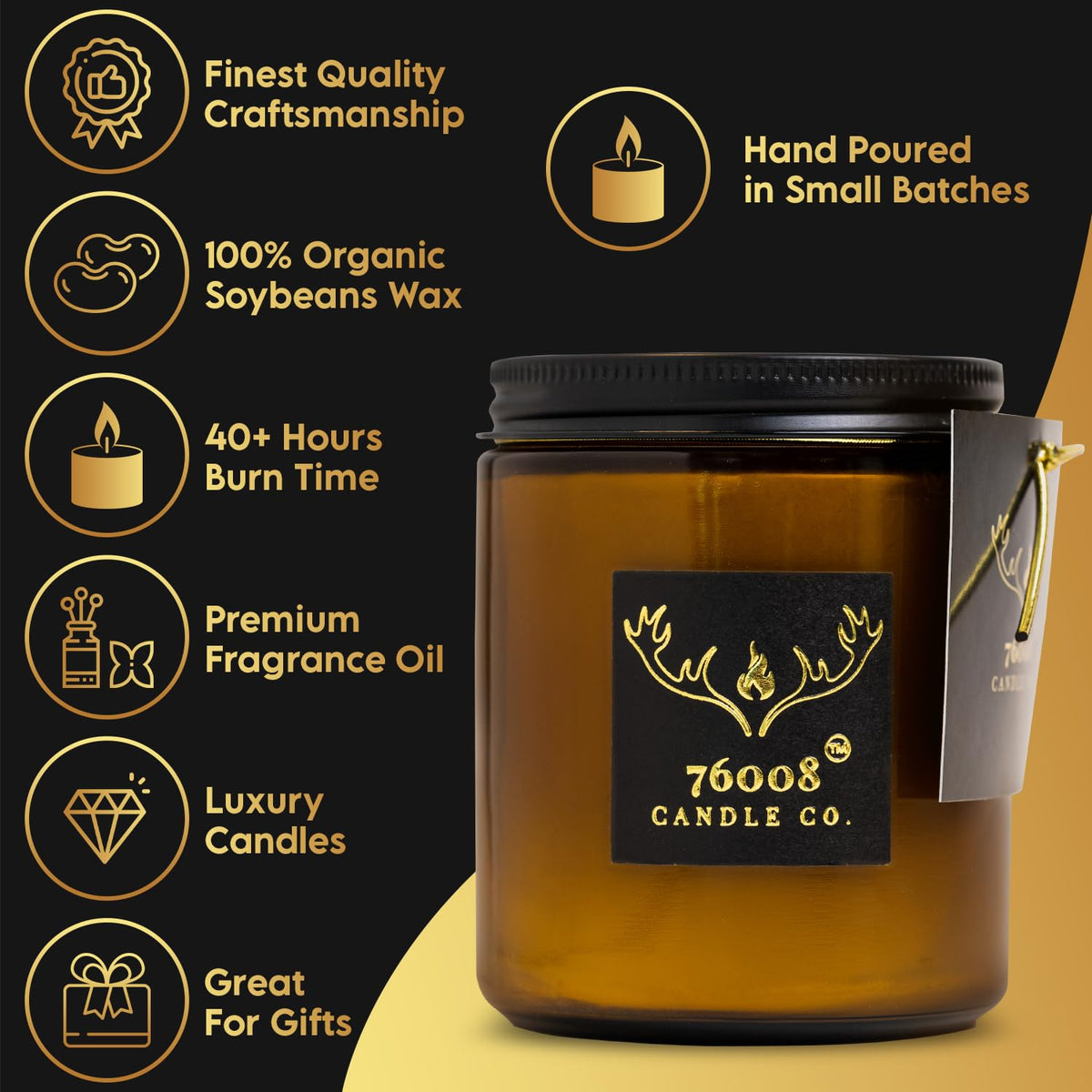 Soy Candle with Wood Wick in Amber Glass Jar O111