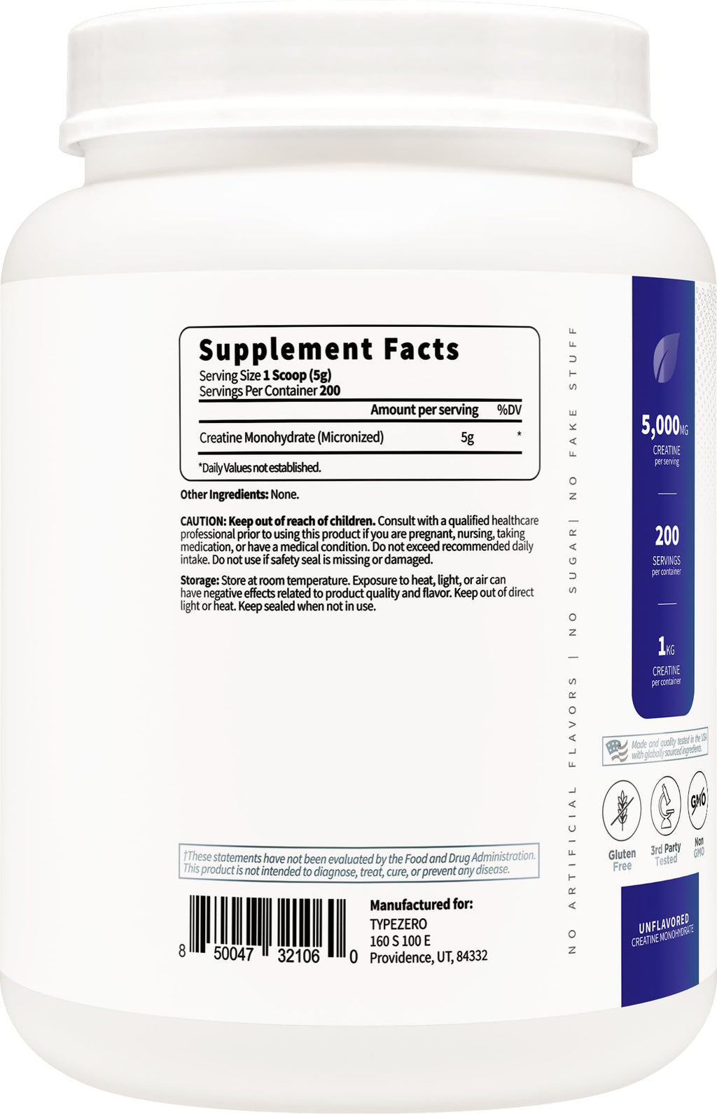 Unflavored Micronized Creatine Monohydrate 1 KG T8543