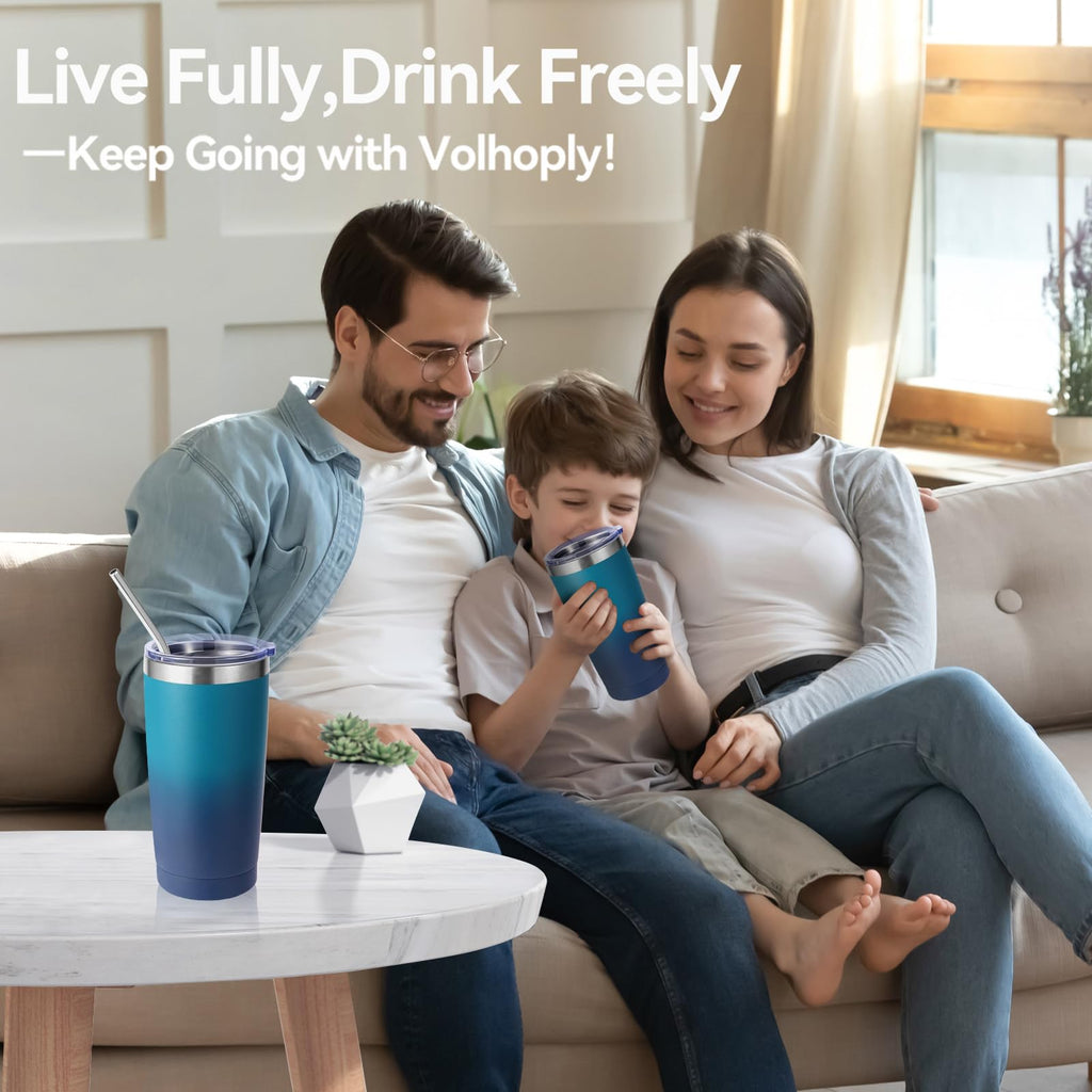 20oz Stainless Steel Insulated Tumbler with Lid and Straw 4 Pack F1306