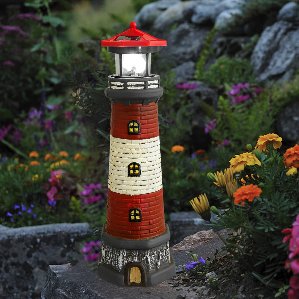 Solar Lighthouse Statue with Solar Light Waterproof Outdoor Decor K6129