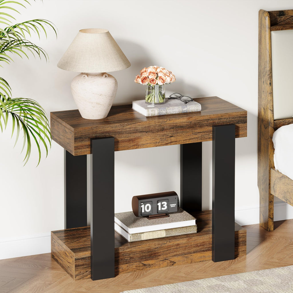 2-Tier Narrow End Table with Storage Shelf P258