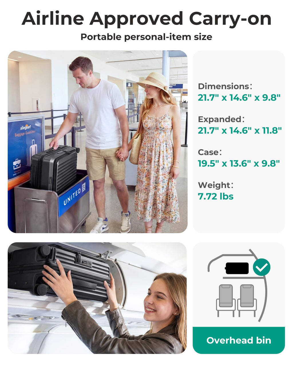 20" Expandable Carry-On Black A7980