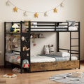 Twin Over Twin Metal Bunk Bed with Storage J4810
