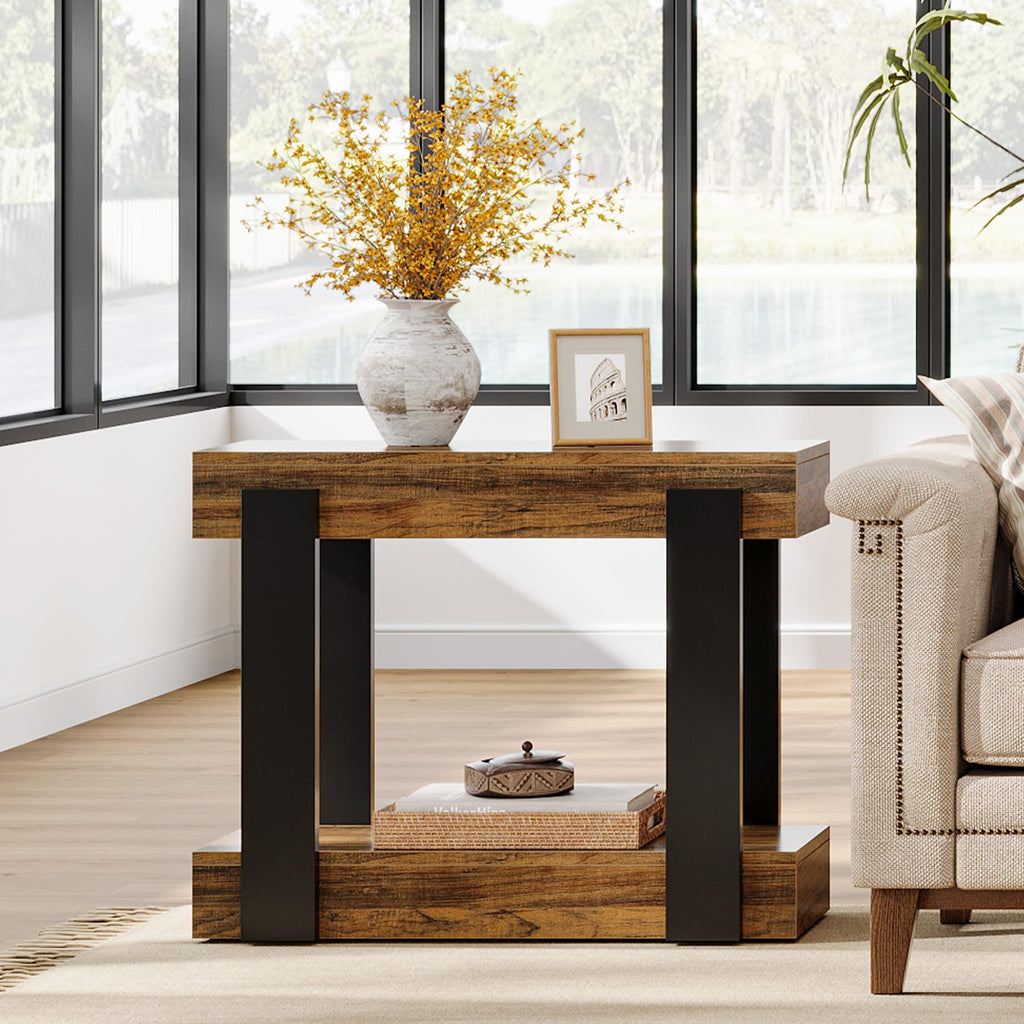 2-Tier Narrow End Table with Storage Shelf P258